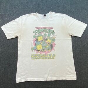 Dumbgood Retro TMNT Mens XL White Heroes In A Half Shell Graphic T-Shirt